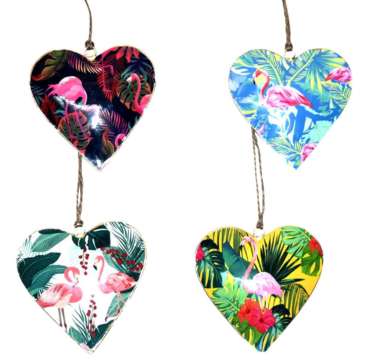 Status Collections – wholesale Ornament set – S/4 Flamingo Design10cm Hearts0