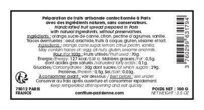 Confiture Parisienne - Venta al por mayor Mermelada/gelatina - Mermelada de Naranja y Vainilla - 100g3