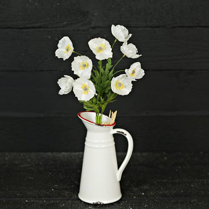 35355- 16inL Wrinkle Poppy Bush-Cream- for wholesale by Holiday Depot Inc.