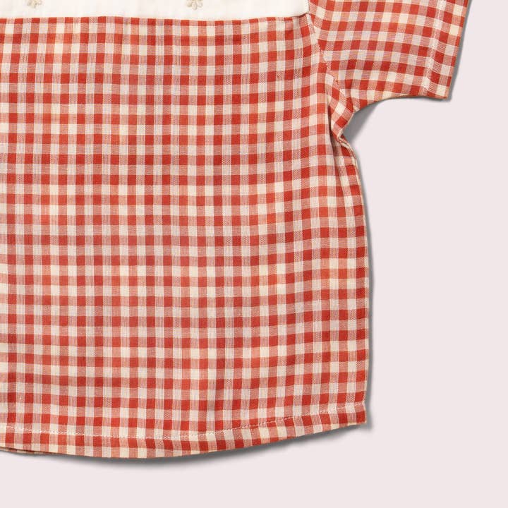 Little Red Check Loose Short Sleeve Top for wholesale on Faire