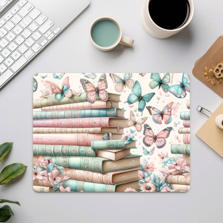 TumblerBees Creations, LLC - Wholesale Mousepad/Trackpad - Distracted by Stacks of Books Mouse Pad, Office Accessories
