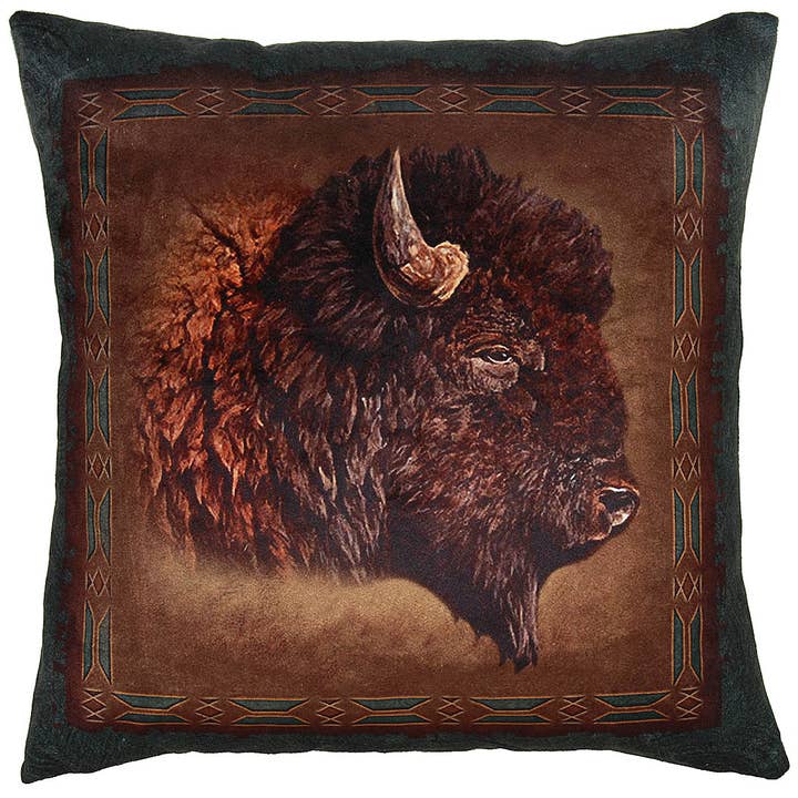 Printed Faux Suede Decorative Pillow for wholesale by Provence Home