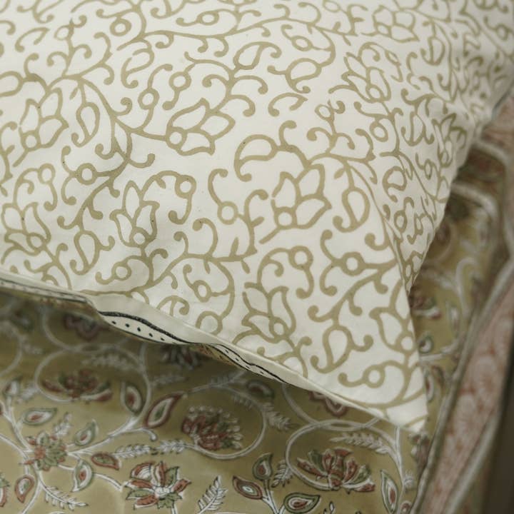 Fabdivine - Wholesale Bedding Set - Natural Block Design Bedsheet With Pillow Cover - Sarawati4