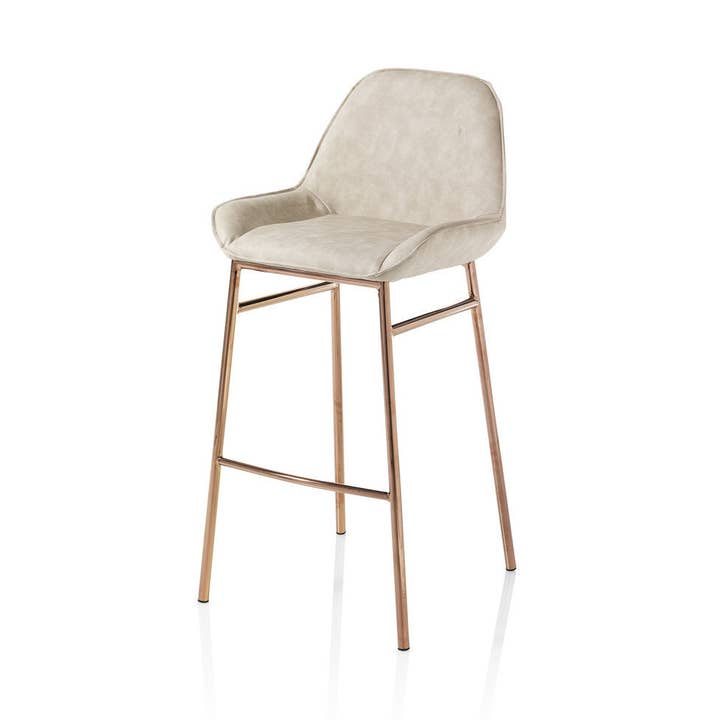 TERRY stool in copper-plated metal and beige microfiber for wholesale by Gruppo F.T