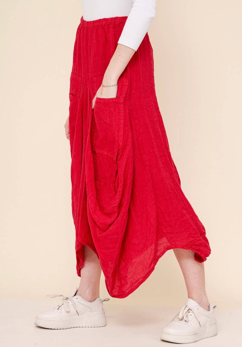 LINEN & COTTON HOUSE - Wholesale Jumpsuit - Women's - LINEN SAROUEL SKIRT WITH POCKETS 9917 663330