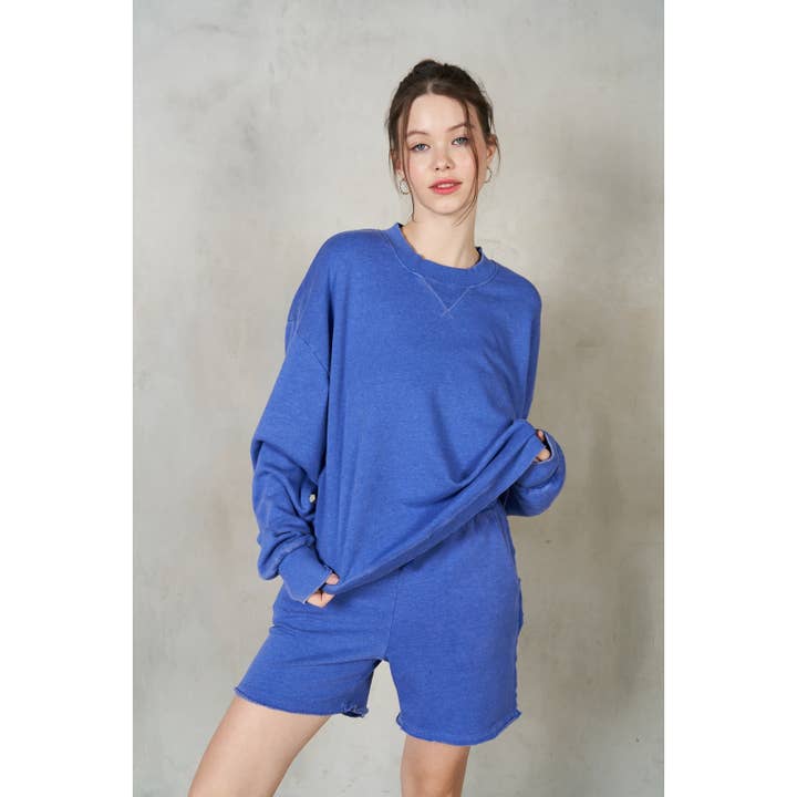 Übergroßes LS-Sweatshirt mit V-Kerbe für den Großhandel von lalamia