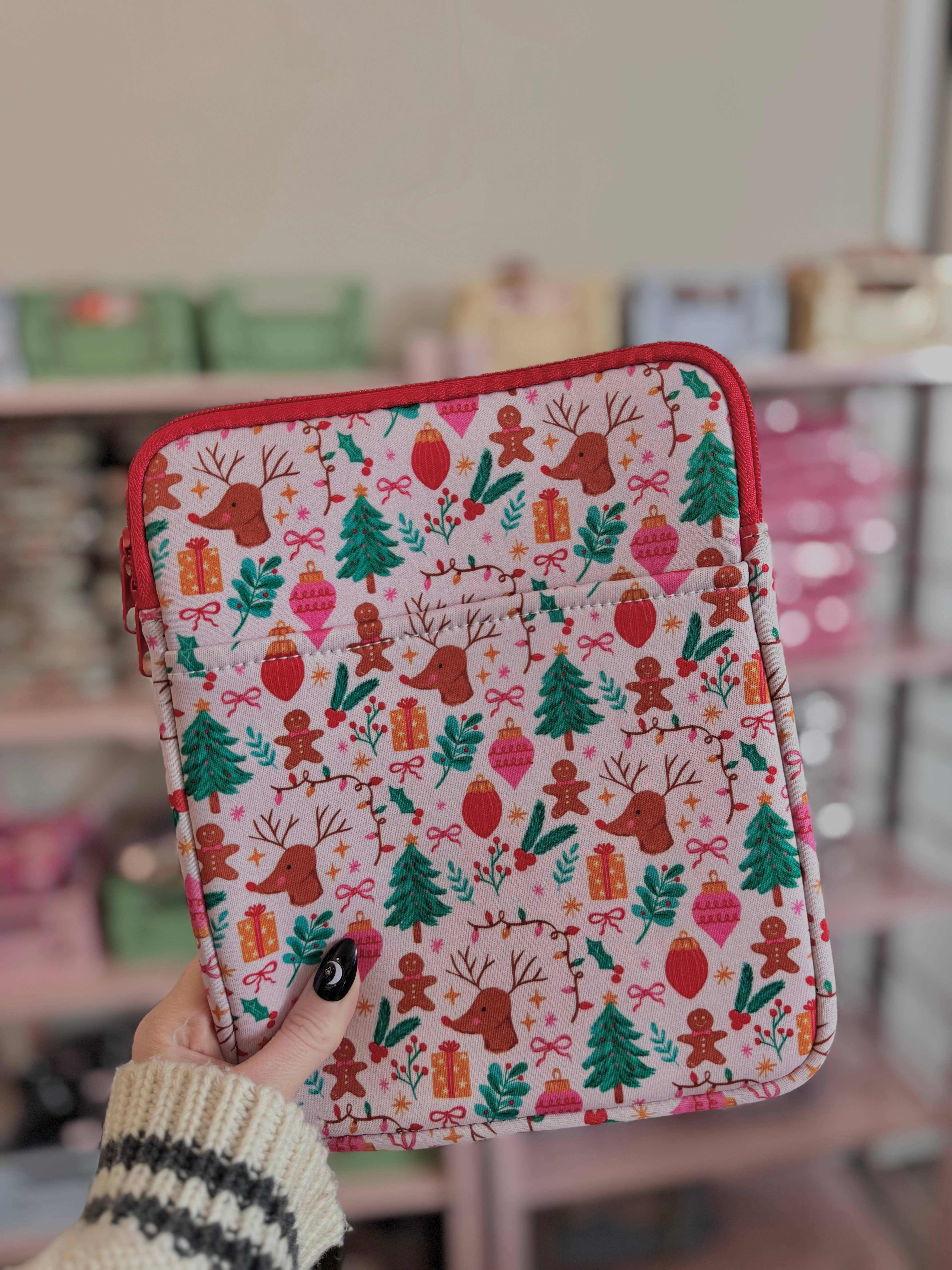 CrescentCatCo - Wholesale Pouch - Women's - Pastel Christmas Magic Book & Kindle Sleeve Pouch3