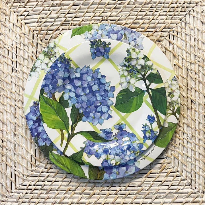Bamboo Table - Wholesale Salad Plate - Hydrangea Lattice Floral Bamboo Salad/Appetizer Plate