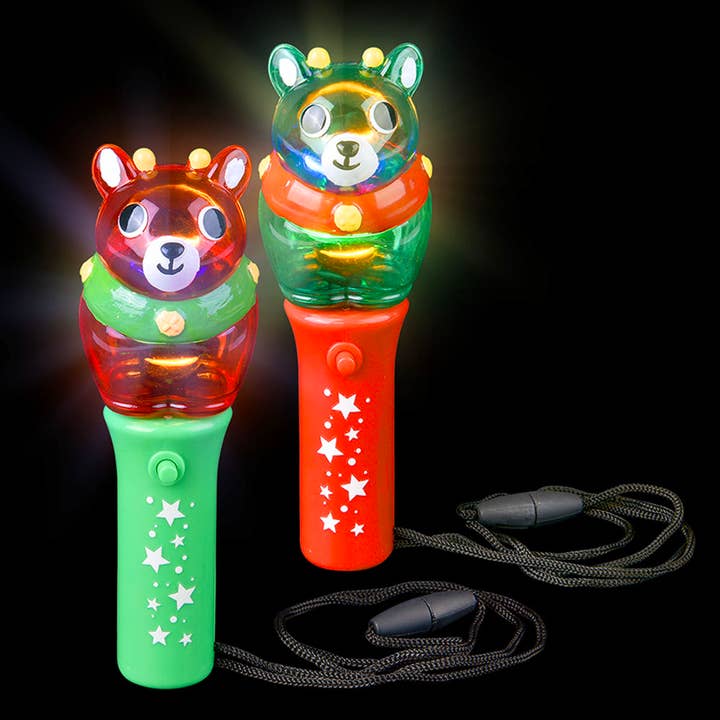 The Toy Network - Wholesale Light-Up Toy - Kids & Baby - LIGHT UP XMAS REINDEER MINI SPINNG WAND NECKLACE 4.75"2