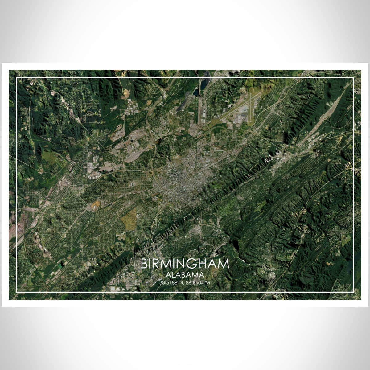 JACE.design - Wholesale Art Print - Birmingham AL Map Print Satellite2