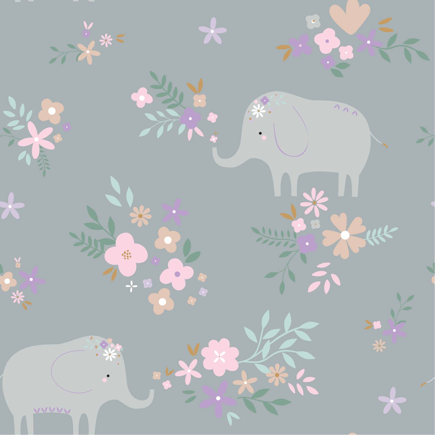 Camelot - Wholesale Fabric - Soft Elephant Floral Flannel1