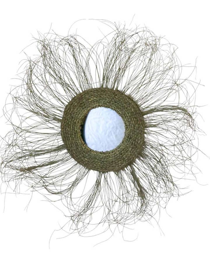 KD3582410_00 - ROUND ESPARTO MIRROR WITH FRINGES, SMALL SIZE for wholesale by Kbas