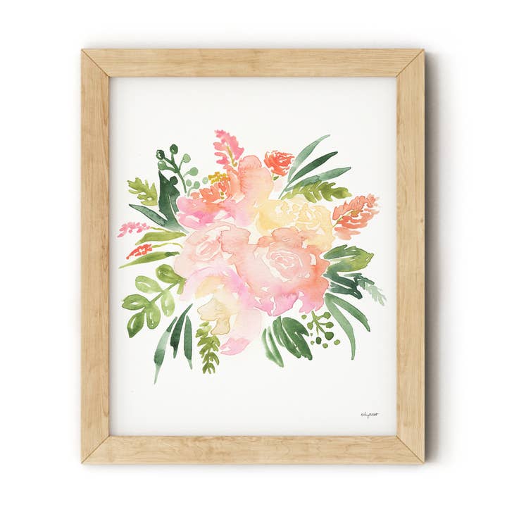 Watercolor Peony Floral, Pink Flower - Wall Art for wholesale by KelseyMDesigns