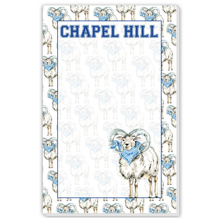 RosanneBeck Collections - Wholesale Notepad - Chapel Hill Carolina Blue & Light Blue Ram Large Notepad