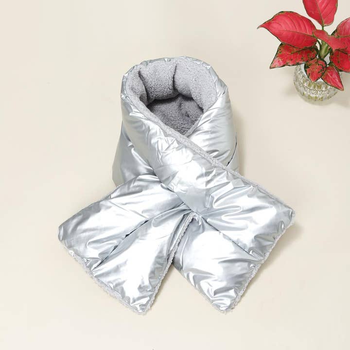 Sensibling Corp. - Wholesale Scarf - Women's - Reversible Puffer Sherpa Pull Through Scarf