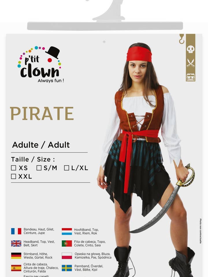 Costume Pirate - Adulte Femme - XS pour la vente par P'tit Clown