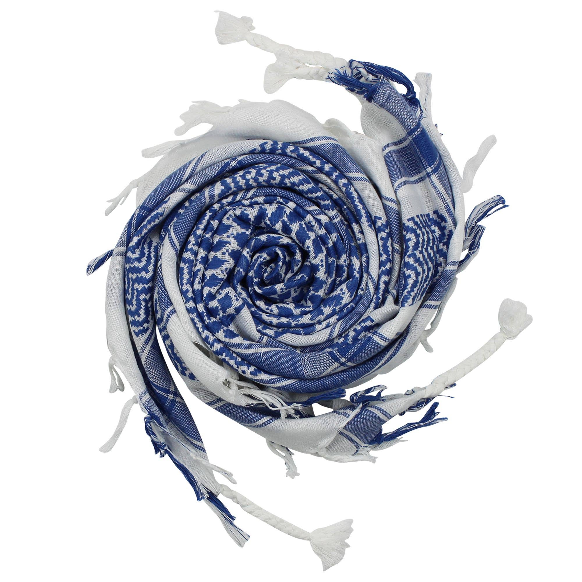 Tribal Trade GmbH – Großhandel Schal – Unisex – Palituch - Weiß - Blau - Kufiya PLO Tuch1