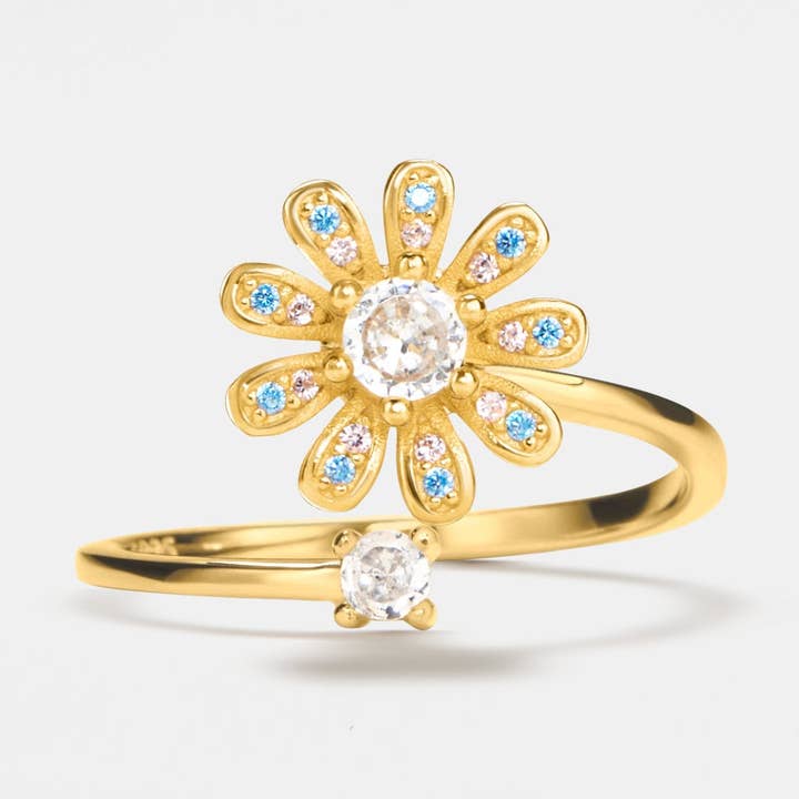 Daisy Flower Fidget Spinnerring aus 925er-Sterlingsilber für den Großhandel von Perimade & Co. LLC