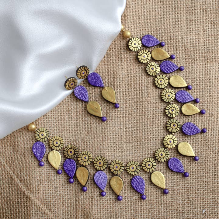 House of Kraft - Wholesale Jewelry Set - Water Droplet Jewelry Set | Clay Jewelry | Purple Jewelry16