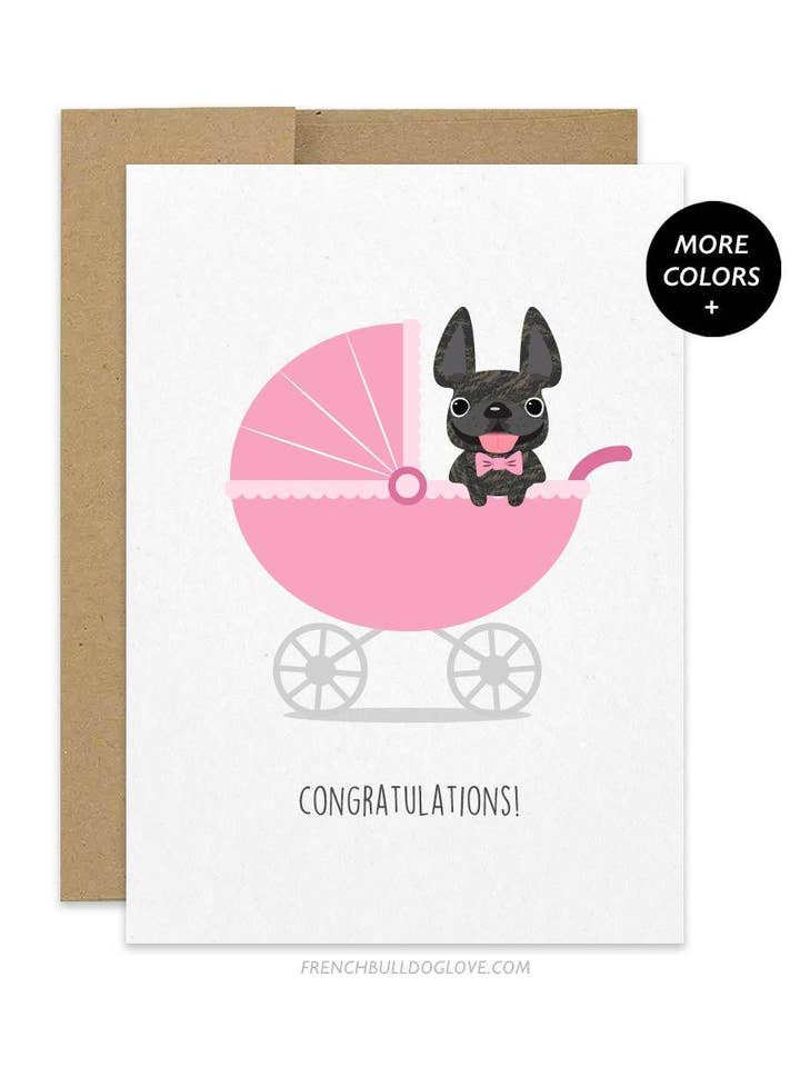 Berceau Baby Girl - Carte bébé bouledogue français pour la vente par French Bulldog Love