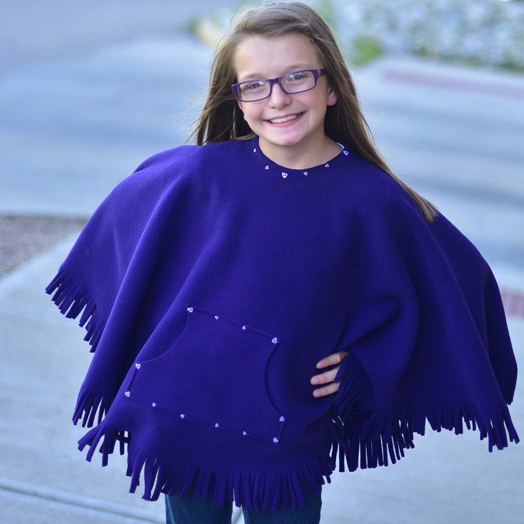Swanque - Wholesale Cape - Kids - Fringed Kique with Embellishment and Pocket - Girls1