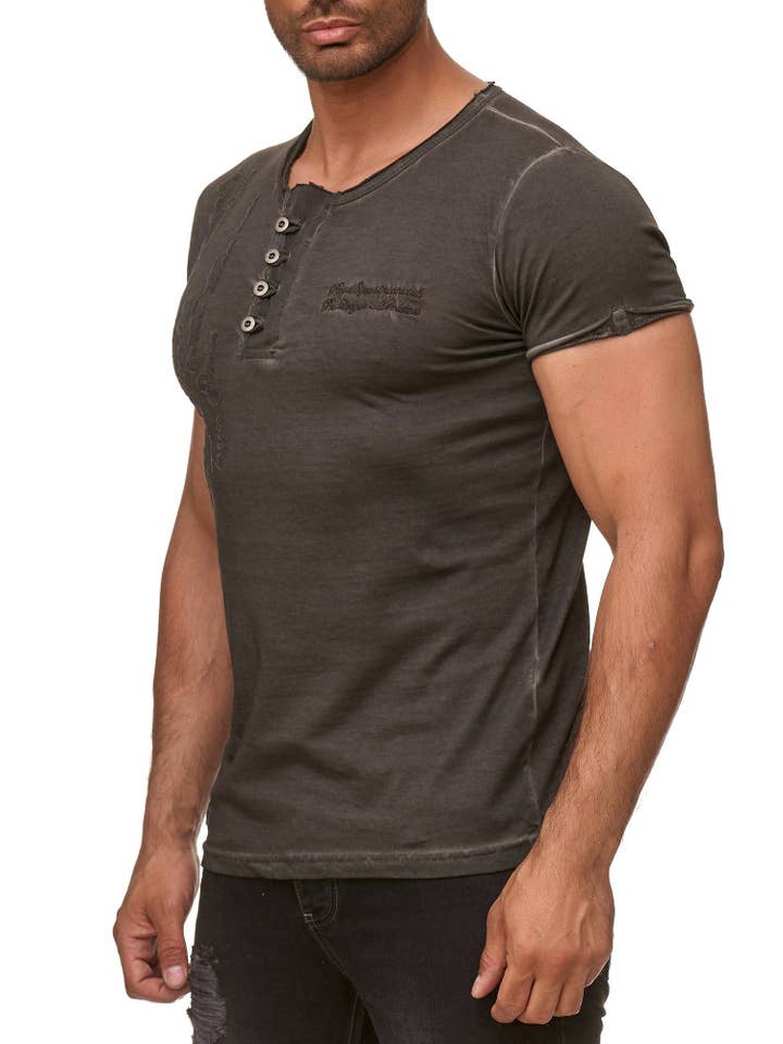 Tazzio – wholesale T-shirt – men's – Tazzio 4050-1 Men's Oil-Washed T-Shirt