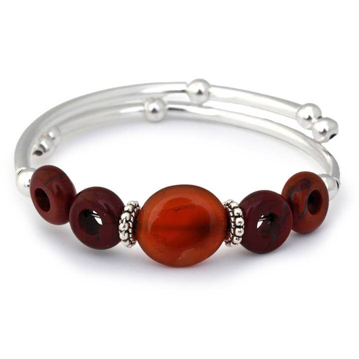 Red Carnelian & Bloodstone loops Solitaire bracelet for wholesale by Crazyartgrrl Jewelry