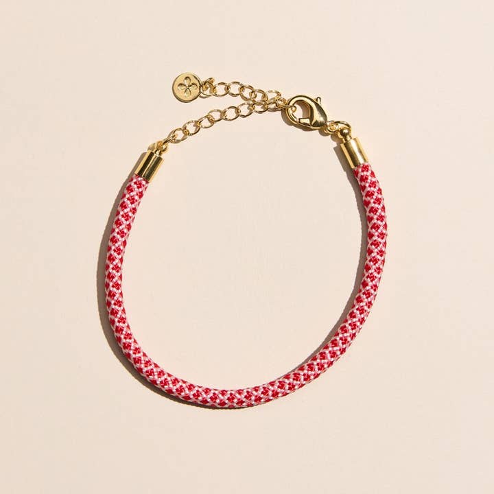 Red & White Minimalist Cord Bracelet for wholesale by Nickel and Suede