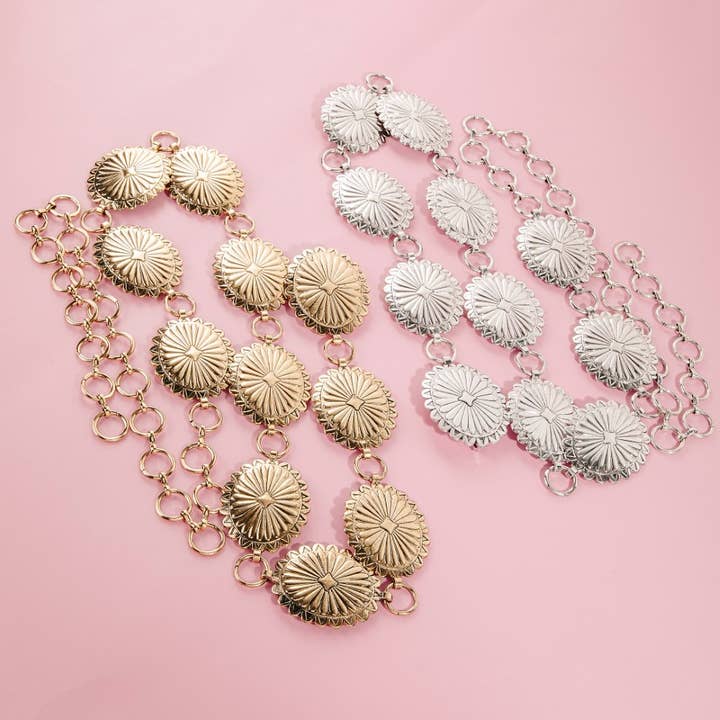 Westerse Bloemen Concho Kettingriem voor wholesale door Collections by Fame Accessories