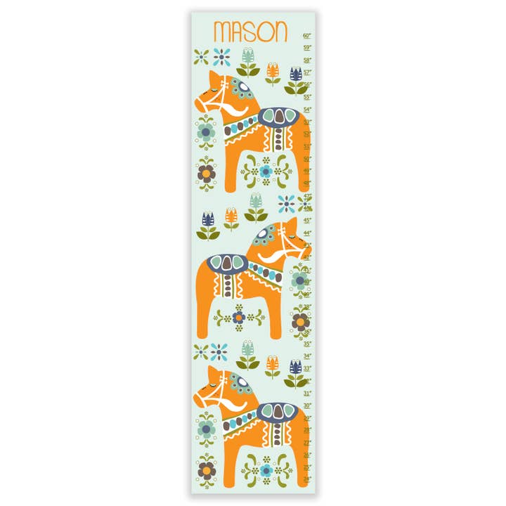 Finny and Zook - Vente Tableau de croissance – enfant et bébé - Graphique de croissance personnalisé Blue Data Cheval