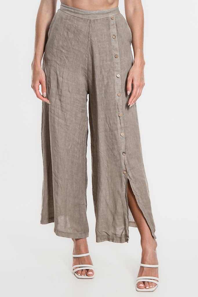 TINA Stephens Italy/Tees By Tina - Vente Pantalon – femme - Pantalon en lin à boutons Gracelynn (PL135)16