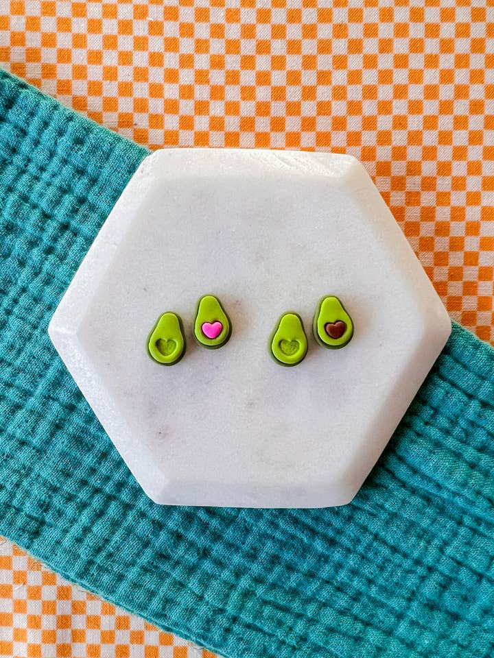 Mini Amy - Clay Avocado Studs for wholesale by Larry’s Waffle Shop