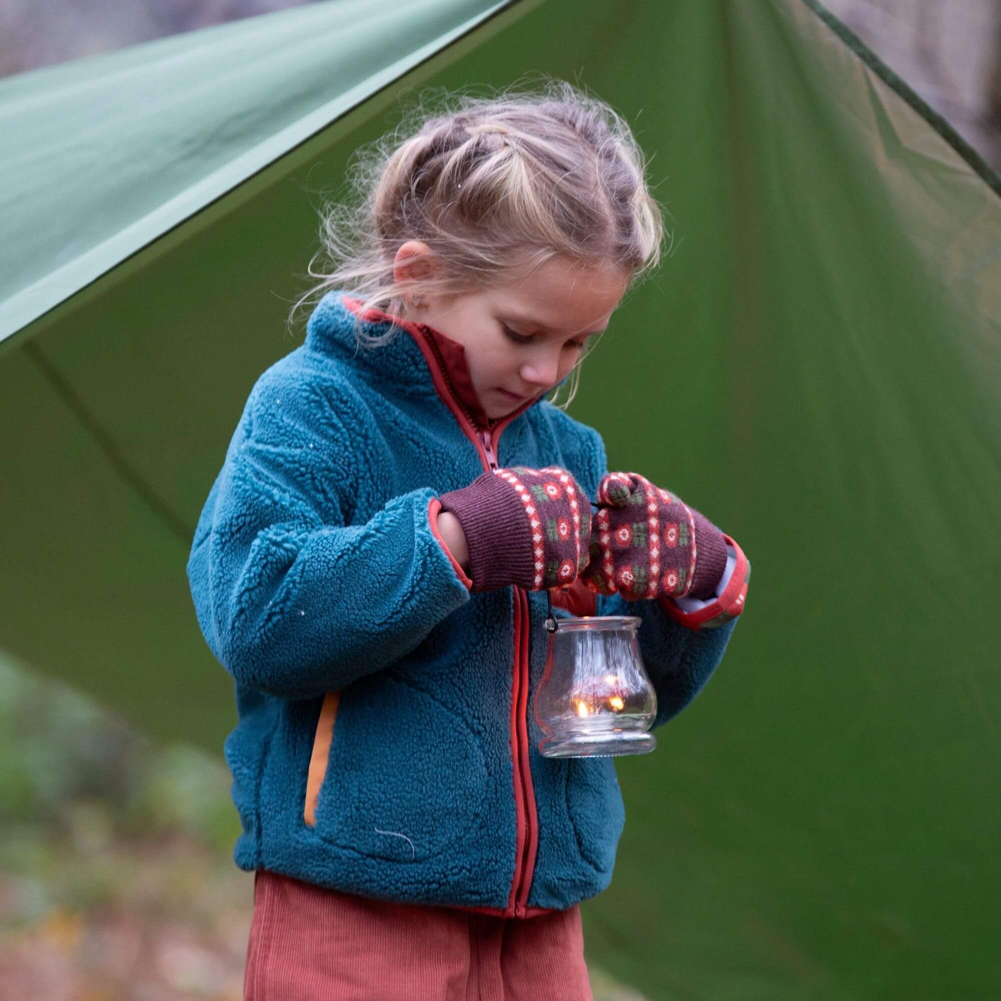 Brown Collecting Flowers Knitted Mittens for wholesale on Faire6