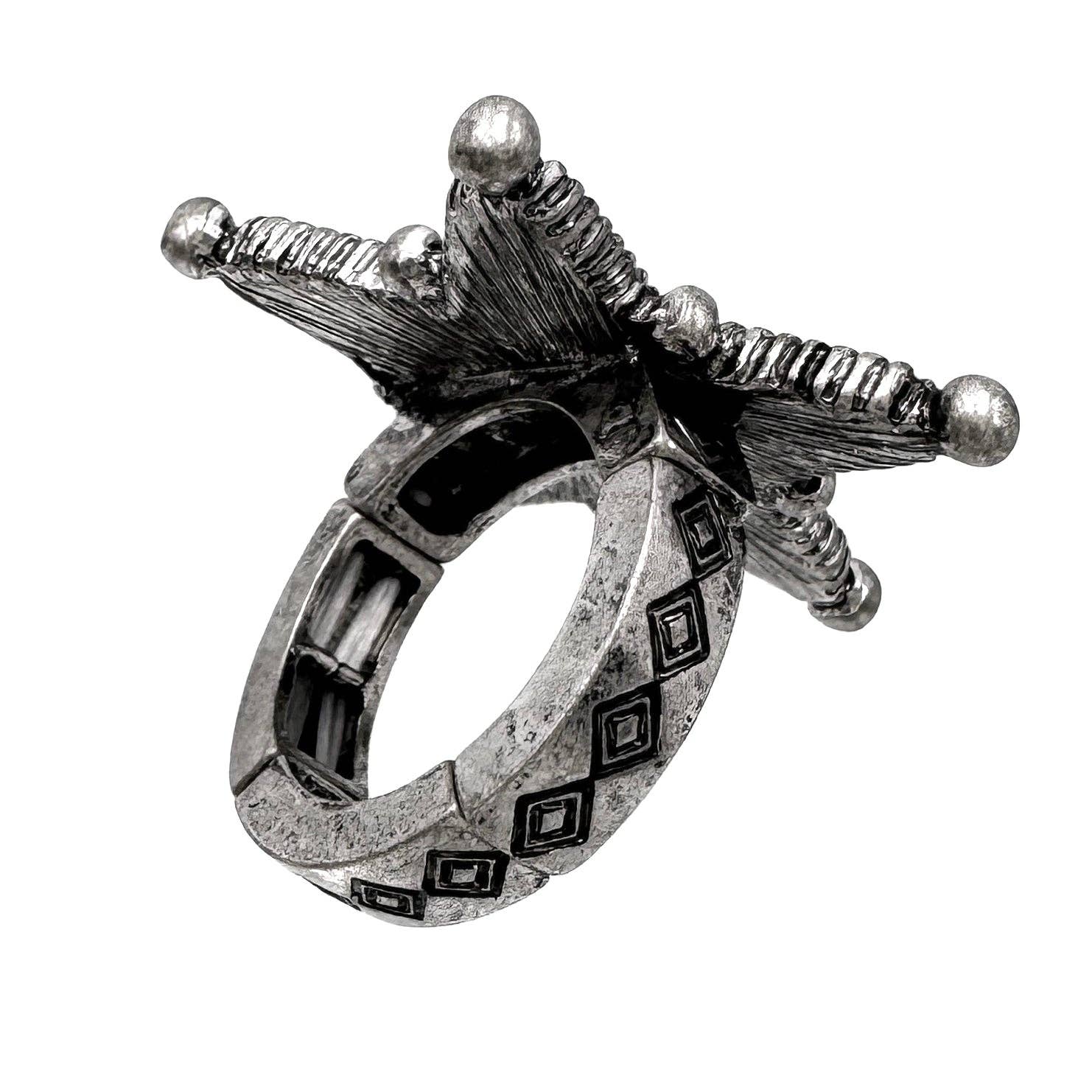 Lunar Deer – wholesale Cocktail/statement ring – Large Star Turquoise Stone Western Stretch Ring1