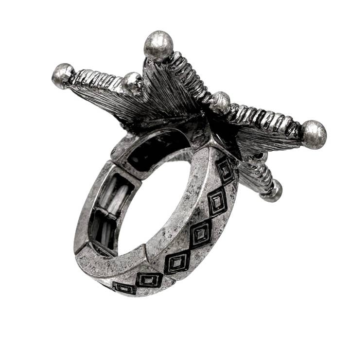 Lunar Deer – wholesale Cocktail/statement ring – Large Star Turquoise Stone Western Stretch Ring1