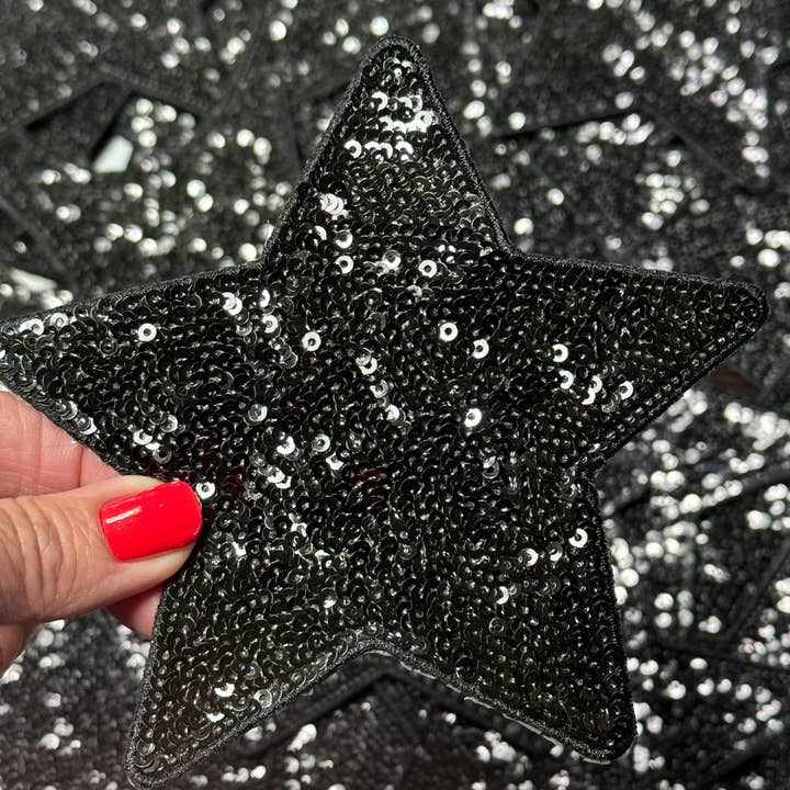 sequinandstiches - Wholesale Patch - Star Patch, Sequin Star Patch, Black 5" Sequin Star Patch, Iron on Patch, DIY, Trucker Hat Patch, Preppy Patch Trendy Patch Patch, Sequin Star