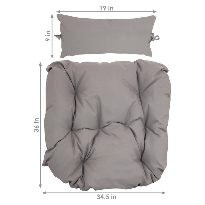 Sunnydaze Decor - Wholesale Chair Cushion - Danielle Egg Chair Replacement Seat and Head Cushions - Gray