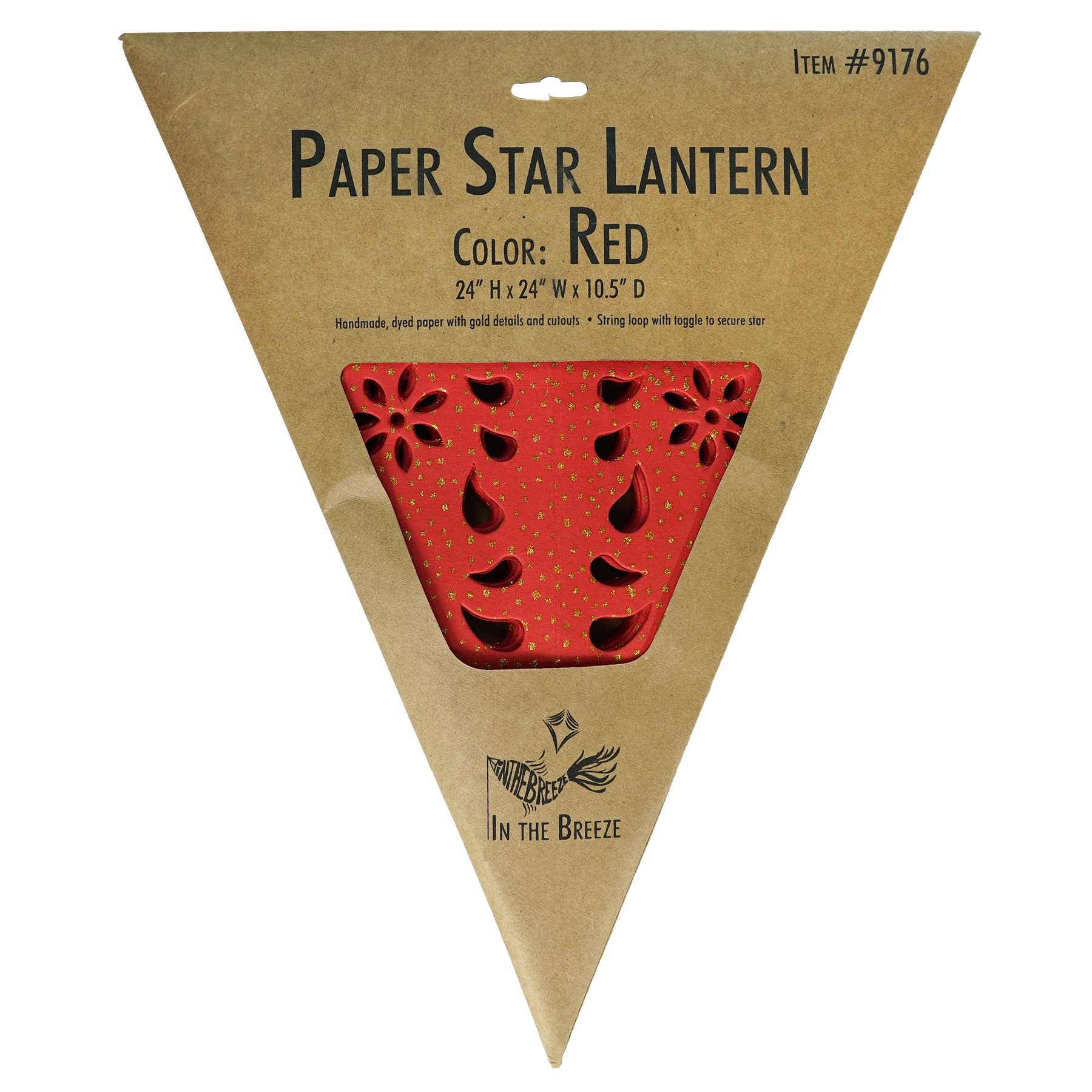 In the Breeze, LLC. - Vente Lanterne/lampe en papier - Lanterne Étoile en Papier Rouge6
