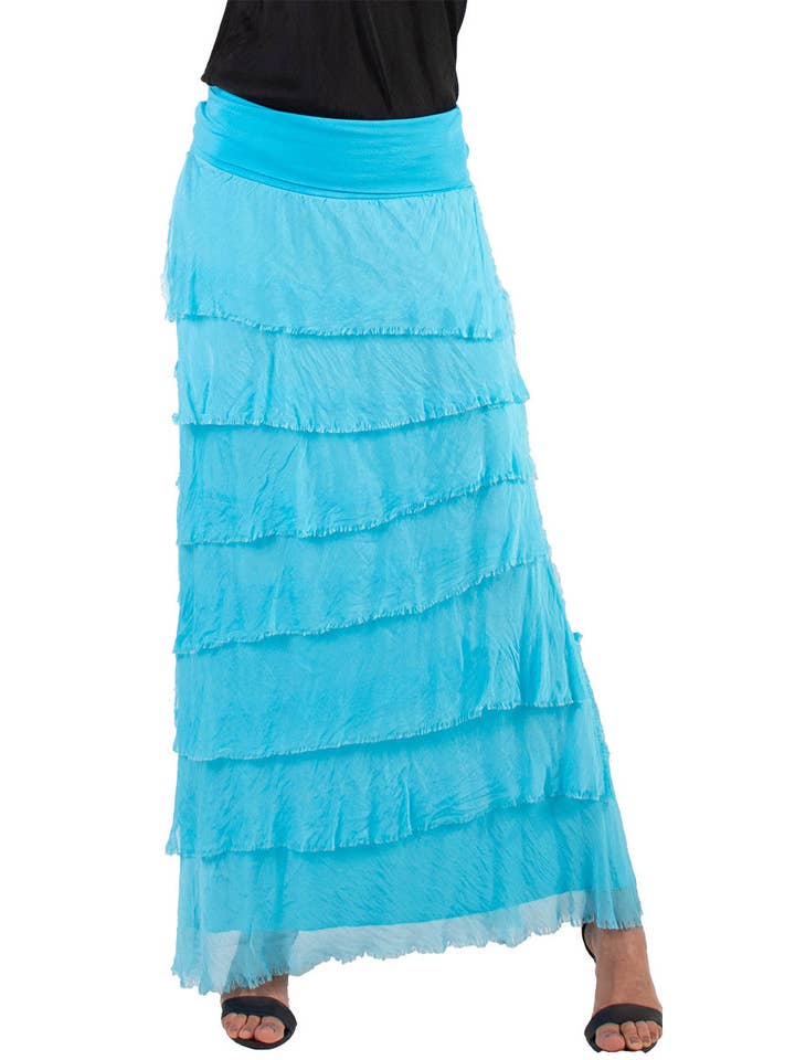 Gigi Moda - Vente Jupe – femme - Jupe volantée longue en soie13