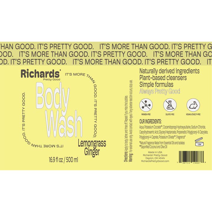 Richards' Pretty Good - Vente Lotions corporelles/Gels douches - Gel Douche - Citronnelle Gingembre - 500 ml2
