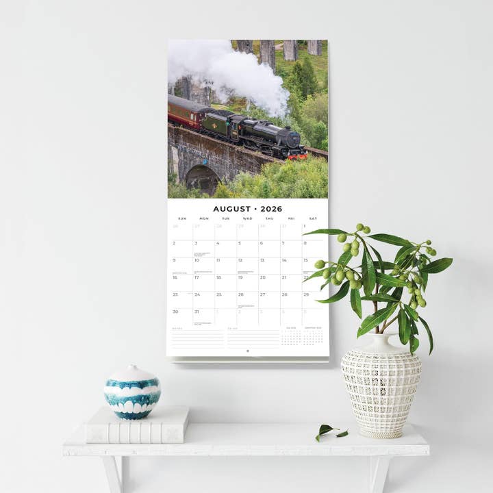 MiddleGift - Wholesale Calendar - Red Robin 2026 Steam Trains Monthly Wall Calendar4