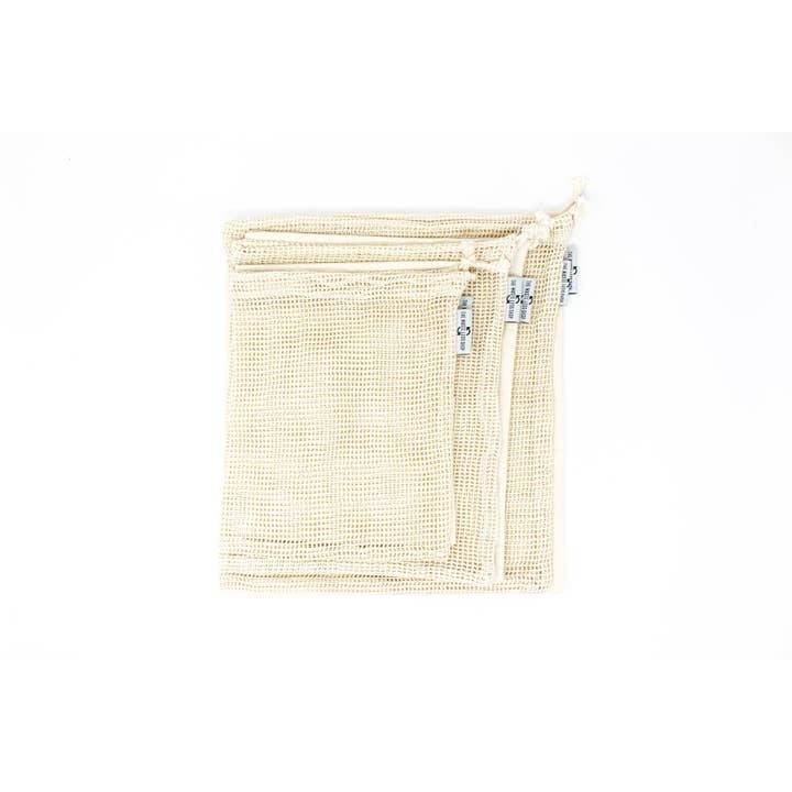 The Waste Less Shop - Vendita all'ingrosso Borsa per shopping/spesa - Set di Sacchetti per Prodotti in Cotone Organico Riutilizzabili – Rete e Mussola4