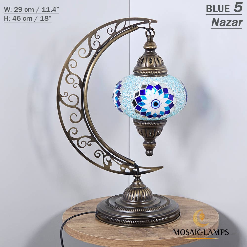Mosaic Lamps - Wholesale Accent/Desk Lamp - 10+ Colors - Moroccan Moon Table Lamp, Arc, Murano Crescent9