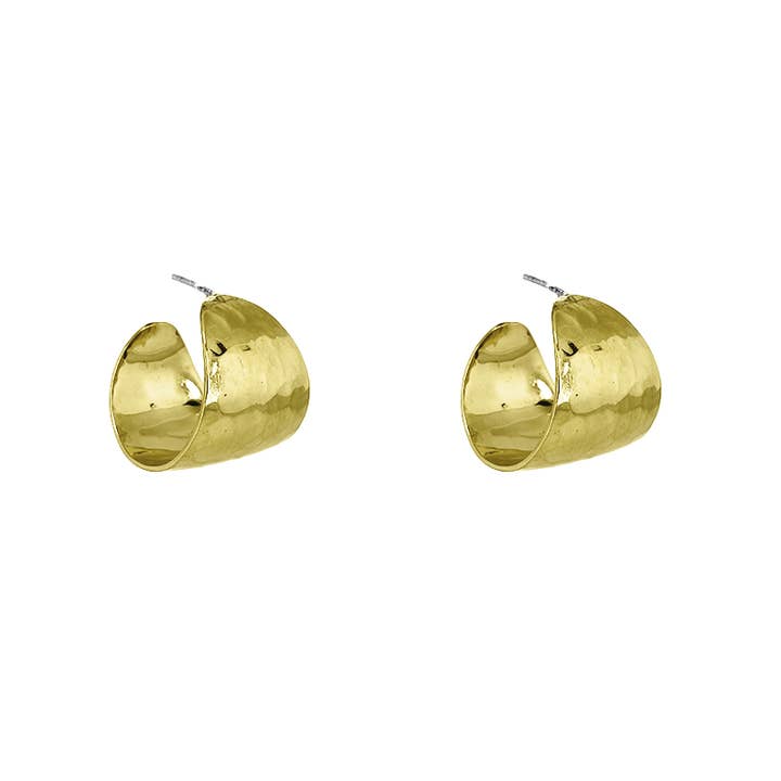 Hammered Solid Brass Tapered Wide Hoop for wholesale by SITA