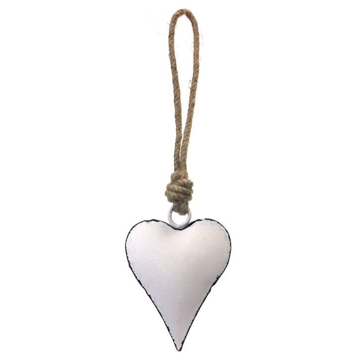 Painted Iron Heart - Vintage White 2.75" for wholesale by Jafsons International