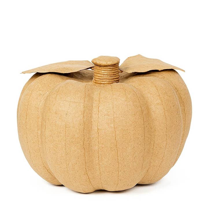 Paper Mache Fall Pumpkin - 4-3/4" H x 8" Dia. for wholesale by Factory Direct Craft