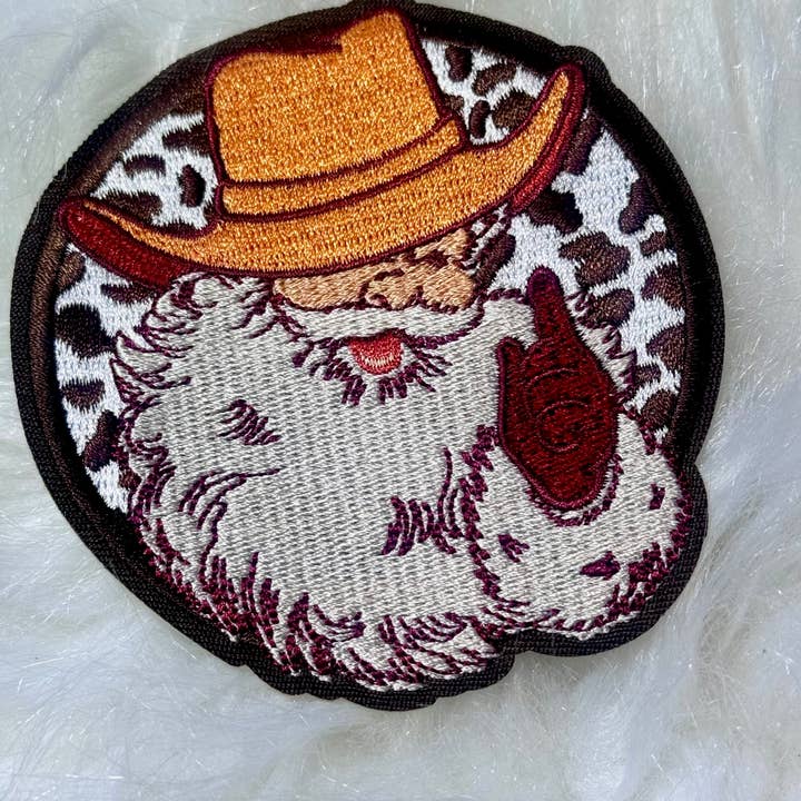 sequinandstiches - Wholesale Patch - Cowboy Santa Patch, Cowboy Christmas Patch, Western Christmas Patch, Western Santa Patch, Christmas Hat Patches, DIY