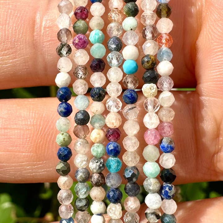 KayleeNYC - Wholesale Anklet - 2mm Natural Mix Crystal Anklets Healing Energy