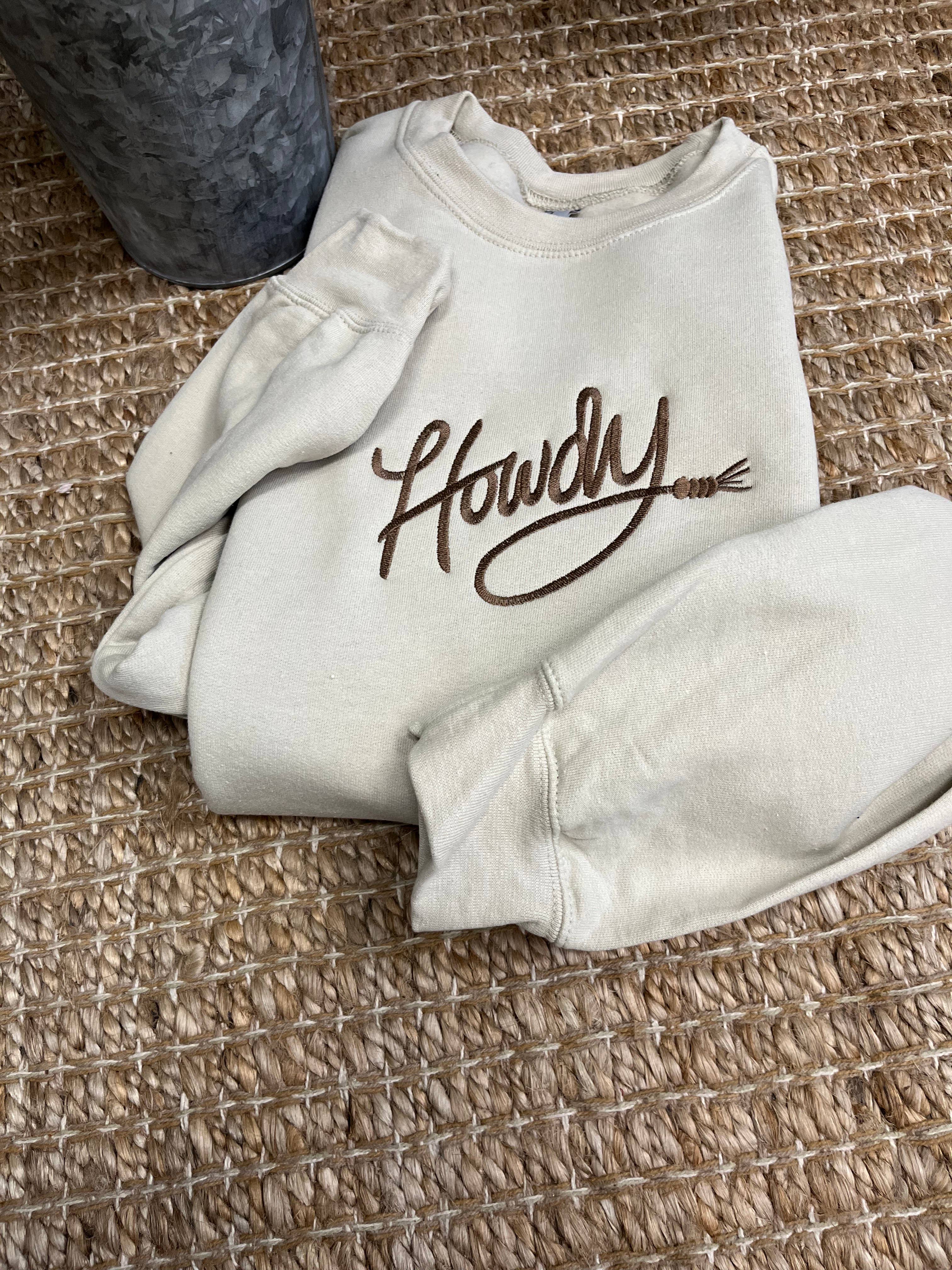 Lhite Graphics - Wholesale Sweatshirt - Unisex - Howdy Embroidered Crewneck Sweatshirt2