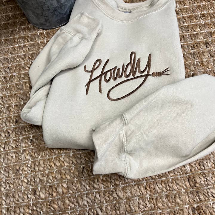 Lhite Graphics - Wholesale Sweatshirt - Unisex - Howdy Embroidered Crewneck Sweatshirt2